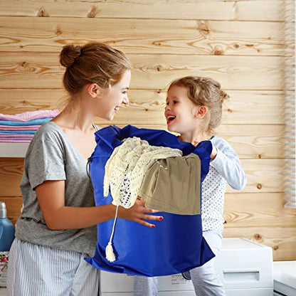 Woanger 12 Pack 28 x 45 Inch Extra Large Laundry Bags Bulk Washable Travel Laundry Bag with Drawstring Closure Large Dirty Clothes Organizer for College Dorm Home Hotel Camping(Blue) - color: Blue