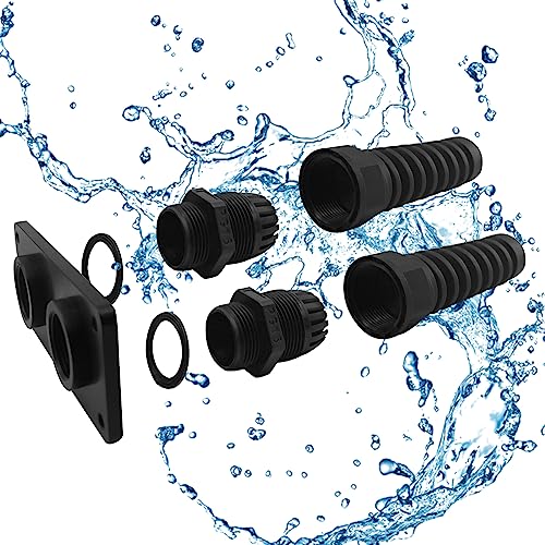 ISURE MARINE PG16 Cable Gland with Anodized Aluminum Base Antirust Anti-corrosive Waterproof IP68 Nylon Joint Adjustable Locknut for 8-14mm Wire Thread Integrated Two Cable Gland