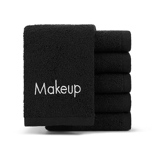 Arkwright Makeup Remover Cloths 6 Pack - 100% Cotton Face Towels, Soft Reusable Washcloths, Gentle Facial Cleansing for Waterproof Makeup, 13 x 13, Black - color: Black, size: 13 x 13 in