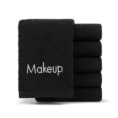 Arkwright Makeup Remover Cloths 6 Pack - 100% Cotton Face Towels, Soft Reusable Washcloths, Gentle Facial Cleansing for Waterproof Makeup, 13 x 13, Black - color: Black, size: 13 x 13 in