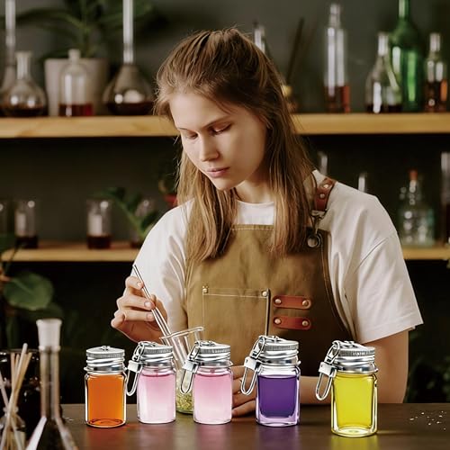 36 Pack 7ml Mini Glass Bottles with Aluminum Lids and Keychains, Tiny Wishing Jars for DIY Crafts, Wedding Favors, Home Decoration & Travel Gifts - size: 7ml-36Pcs