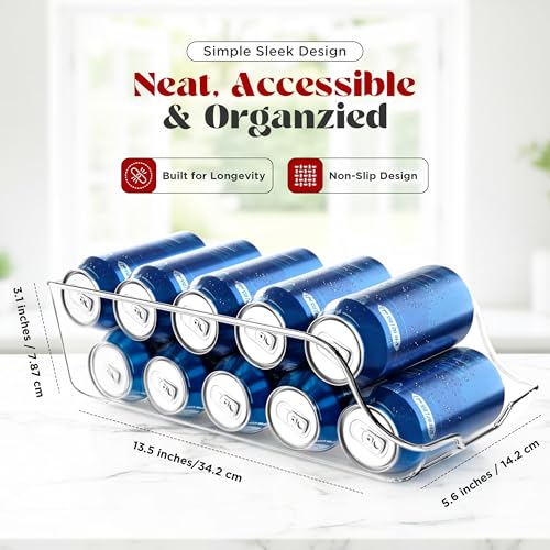 Utopia Kitchen Soda Can Organizer and Dispenser for Refrigerator/Pantry - Durable Can Storage Organizer Fridge & Kitchen Organization - (Clear, Set of 4) - size: Pack of 4