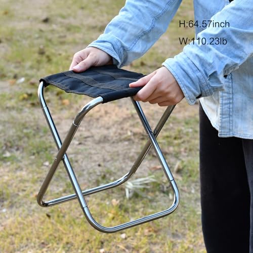 Portable Mini Folding Stool, Small Camping Stool Mortable Stool Can Hold Up to 150 Lbs for Adults - color: Mini-silverblack