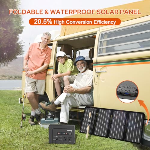powkey 200W Portable Power Bank with Solar Panel 40W, 146Wh Power Bank with AC Outlet, High Eifficiency Waterproof Solar Panel Kit with Battery Bank for Outdoor Camping Home Backup - color: Black Grey