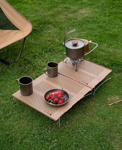 iClimb Mini Solo Folding Table Ultralight Compact for Backpacking Camping Hiking Beach Picnic (Nature - S) - color: Nature, size: Small