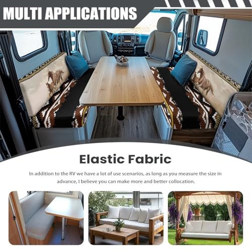 SEANATIVE Aztec Horse Pattern RV Dinette Sofa Couch Cushion Covers Replacement Couch Seat Covers Stretch Washable Furniture Protectors Camper Car Bench Cushion Slipcover Soft - color: Aztec Horse Pattern