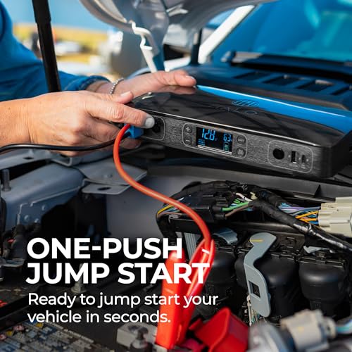 HALO Bolt Ultimate 2 Portable Car Battery Jump Starter | 130 PSI Air Compressor, 55.5Wh USB Power Bank with AC Outlet, Emergency Floodlight & Charger, Jumps Cars SUVs & Trucks, Inflates Tires — Blue - color: Blue