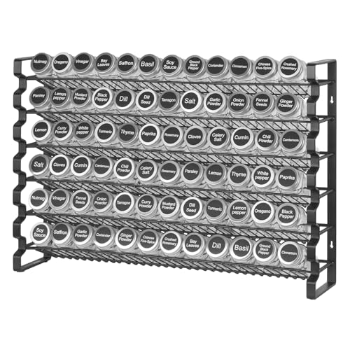 VEVOR Spice Rack Organizer for Cabinet, Spice Organizer with 72 Empty Spice Jars, Lids, Spice Labels, and Funnel Complete Set, Seasoning Organizer for Countertop, Kitchen, Pantry, Cupboard, 23x16 in - size: 23x16 in