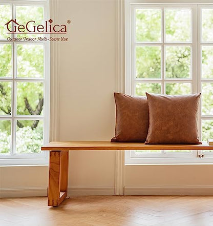 Faux Leather Throw Pillow Covers, 20x20 Inch Set of 2 Brown Lumbar Boho Modern Square Home Decorative Pillow Cases for Outdoor Living Room Couch Bed Sofa Bedroom Cushion Covers - size: 20" x 20" (Pack of 2)