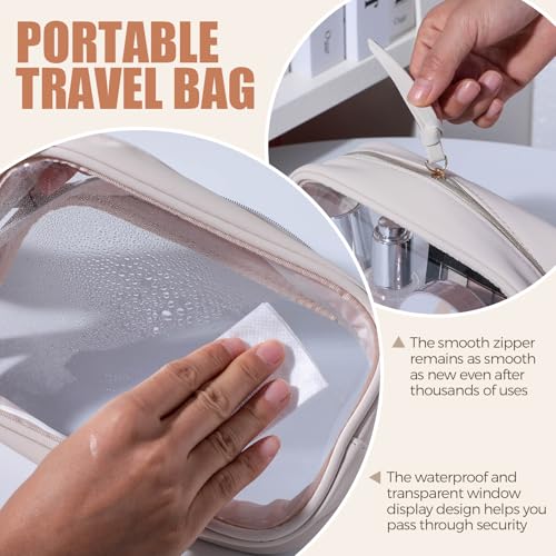 BS-MALL Toiletry Bag Waterproof Makeup Organizer Travel Size Clear - Makeup Cosmetic Organizer Water-resistant Portable Pouch PU Leather Washable Travel Essentials Makeup Bag 3 Pack