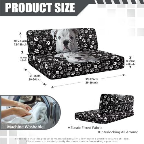 Bulldog Dog Paw Print 3 Pack RV Dinette Cushion Covers Stretch Camper Cushion Slipcover with Pillow Cover Non-Slip RV Couch Cover Sofa Slipover for Travel Trailer Couch - color: Bulldog Dog Paw