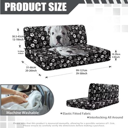 Bulldog Dog Paw Print 3 Pack RV Dinette Cushion Covers Stretch Camper Cushion Slipcover with Pillow Cover Non-Slip RV Couch Cover Sofa Slipover for Travel Trailer Couch - color: Bulldog Dog Paw
