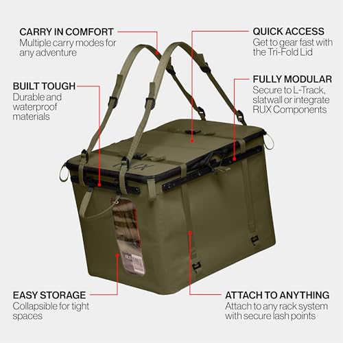 RUX 70L Collapsible Gear Box (Green) - Modular Adventure Storage Solution For Camping Storage, Overlanding, Off-road And Van Life - Weatherproof, Durable and Multifunctional - color: Green
