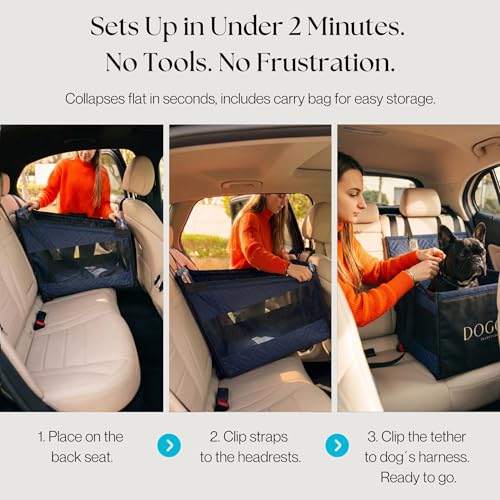 Dog Car Seat Cover with Hard Bottom – Back Seat Extender for Dogs Up to 35 lbs, Waterproof Non-Slip Hammock, Rigid Reinforced Base with Triple Security System, Storage Pockets, fits Cars SUVs Trucks - color: Blue