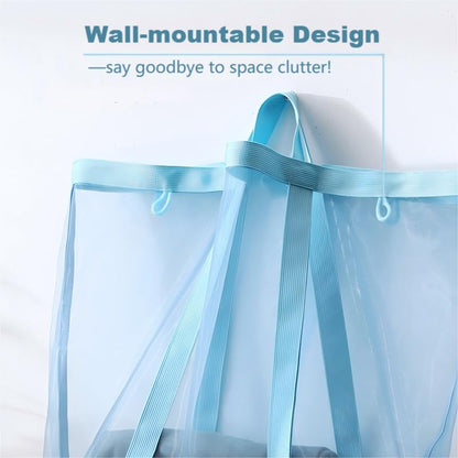 Mesh Bag with Handles, Collapsible Laundry Basket, Foldable Laundry Bag, Breathable Folding Beach Bag,Space-saving Travel Tote Bags (1, Blue) - color: Blue