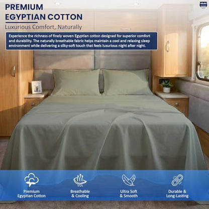 Cottingon, Premium 100% Egyptian Cotton 4 PC Sheet Set 15" Deep, Light Grey-Full XL - color: Light Grey Solid, size: Full Xl:54"x 80"