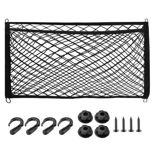 PATIKIL Truck Cargo Net, 28 x 20 Inch Polyester Adjustable Trunk Bed Net Stretchable Mesh Storage Organizer with 8 Hooks Universal for Pickup Trucks SUV Cars, Black - size: 28 x 20 Inch