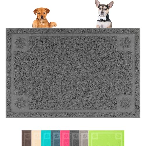 Darkyazi Pet Feeding Mat Large for Dogs and Cats,24"×16" Flexible and Easy to Clean Feeding Mat,Best for Non Slip Waterproof Feeding Mat. (Grey) - color: Grey