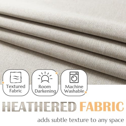 jinchan Linen Kitchen Curtains 24 Inch Length Window Treatment Farmhouse Rustic Cafe Curtains for Living Room Bedroom Rod Pocket Room Darkening 2 Panels Greyish Beige - color: Greyish Beige, size: 25"W x 24"L (Pack of 2)