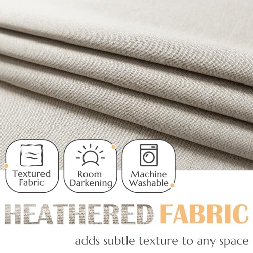 jinchan Linen Kitchen Curtains 24 Inch Length Window Treatment Farmhouse Rustic Cafe Curtains for Living Room Bedroom Rod Pocket Room Darkening 2 Panels Greyish Beige - color: Greyish Beige, size: 25"W x 24"L (Pack of 2)