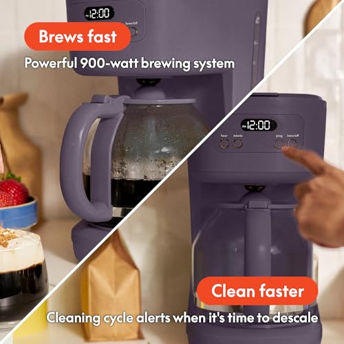 bella 12 Cup Programmable Coffee Maker, Reusable Dishwasher Safe Accessories, Easy LCD display, Auto Shutoff, 900 watt, Plum - color: Plum