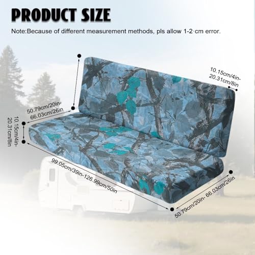 Branch Leaf Blue Pattern 2 Pcs RV Dinette Cushion Covers Anti-Slip Camper Cushion Slipcover Thickened 2 Seat Sofa Chair Cover 1 Backrest Covers and 1 Bench Covers - color: Branch Leaf Blue