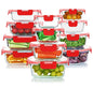 KOMUEE 24 Pieces Glass Food Storage Containers Set, Meal Prep Containers, BPA-Free Airtight Glass Storage Containers with lids, Freezer, Microwave and Oven Safe, Red - color: Red