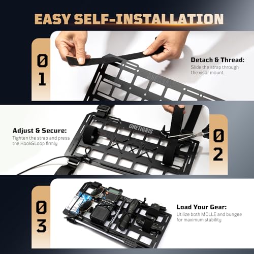 OneTigris Molle Visor Organizer, Fiberglass Rigid MOLLE Panel, Tactical Versatile Car Sun Visor Organizer Interior Accessories Holder for Vehicle, SUV, Trucks