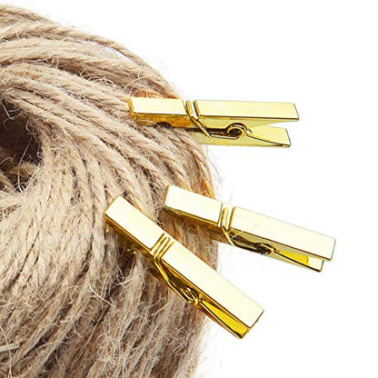 Jdesun 50 Pieces Photo Clips,Mini Plastic Picture Paper Clip Clothespins Peg for Office,Home,Arts(Gold) - color: Gold