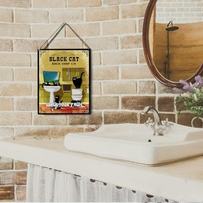 wall-pediments MP 475 Black Cat Bath Soap Co. 4-Cat Chaos Plaque, 6.7 x 10 Inches Funny Cat Bathroom Decor - color: Generic 9960