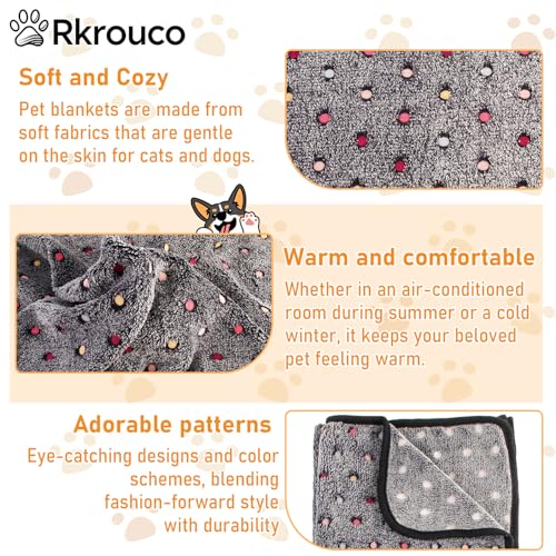 Three Piece Pet Blanket Set for Dogs Cats Soft Comfy Puppy and Kittens Bed Blanket Fluffy Fleece Pets Throw with Cute Patterns (Medium 30x20.5 inch, Gray Dots) - color: Gray Dots, size: Medium-30x20.5 Inch