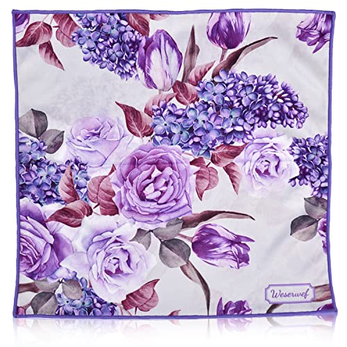 WESERWEF Design Microfiber Glasses Cleaning Cloth – Premium Cleaning Cloth for Eyeglasses, Screens, Tablets, Cameras & Lenses, 12" x 12", Ultra-Soft & Scratch-Free (Rose and Lilac) - color: rose and lilac