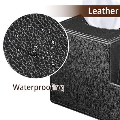 PU Leather Square Tissue Box Cover - Multi-Functional Tissue Box Holder, Tissue Box Cover with Storage,Tissue and Remote Control Holder, Cube Tissue Box Organizer Bedroom Nightstand End Table - color: Blitchi