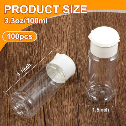 Amyhill 100 Pcs Plastic Spice Bottles Spice Jars Seasoning Jars Shaker Plastic Jars 3.3 Oz/ 100ml Seasoning Shaker with Shaker Lids(White Lid) - color: White Lid