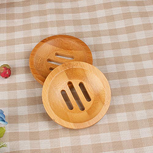 2pcs Bamboo Soap Dish Soap Tray,Round Bath Holder Bamboo Dish for Shower Wood Holder Saver Container Bathroom Storage Case for Bathroom Toilet Kitchen Hotel