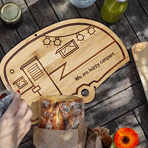 Camper Bamboo Cutting Board Set for RV Kitchen Accessories 2 Pieces, RV Wood Chopping Board Set with Juice Grooves, Hang Hole,for Meat Vegetables & Cheese,Camping Gifts RV Decor Camping Decorations - style: small and big