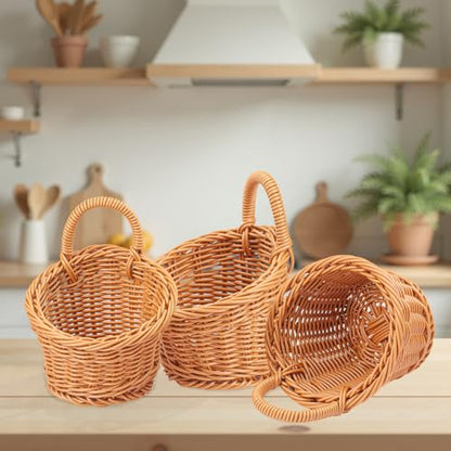 8 Pack 5.5 x 4.3 inch Woven Hanging Fruit Basket, Wall Hanging Wicker Baskets, Wall fruit Wicker Basket for Kitchen, Planter, Vegetable & Fruit, Boho Home Decor - size: 8 Pack 5.5 x 4.3 inch