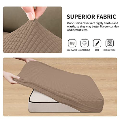 Easy-Going Stretch Individual Loveseat Couch Cushion Cover Sofa Cushion Furniture Protector Sofa slipcover Soft Flexibility with Elastic Bottom (2-piece Loveseat Cushion Cover, Camel) - color: Camel, size: 2-piece