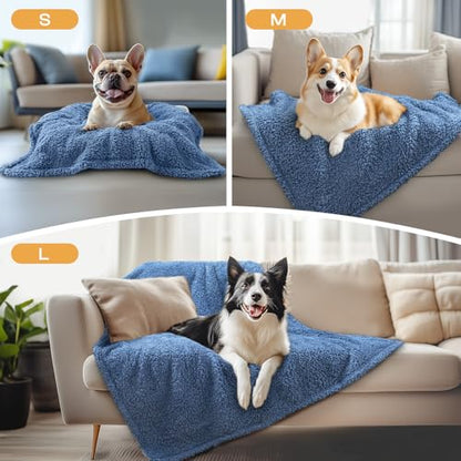 Luciphia 1 Pack 3 Calming Dog Blanket Fluffy Premium Fleece Pet Blankets Soft Sherpa Throw for Dogs Puppy Cat Haze Blue Medium (30" x20") - color: Haze Blue, size: Medium (Pack of 3)