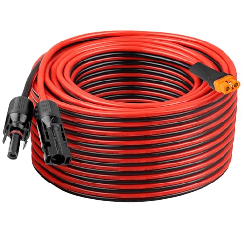 10AWG 75FT Solar to XT60i Extension Cable 3 6 10 35 50 75 100FT Heavy Duty Adapter Cable Connector XT60i Wire for Portable Power Station, Solar Panel, RV, Battery - size: 75FT
