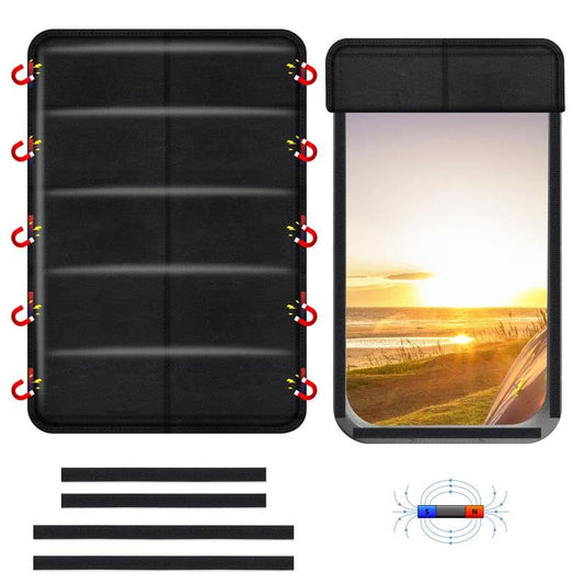 EcoNour RV Magnetic Window Shade for Side Door | Foldable UV Protection Cover | Travel Trailer Window - 4 Hook & Loop Waterproof Oxford Fabric | Universal RV Window Accessories | Medium (25" x 16") - color: Charcoal Black, size: Medium