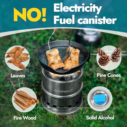 CANWAY Percolator Coffee Pot & Portable Camping Stove Set for Backpacking Hiking Stainless Steel Mini Wood Burning Stove 9 CUP Camping Stovetop Coffee Maker Outdoor Home with Carry Bag - style: Set
