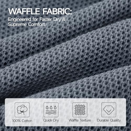 REDKISS 100% Cotton Waffle Weave Bath Towels 4 Piece - 27.5x55 Inches| Lightweight, Quick Dry & Highly Absorbent,Perfect for Spa, Gym, Travel, Guest Bathroom-Dark Gray - color: Dark Gray