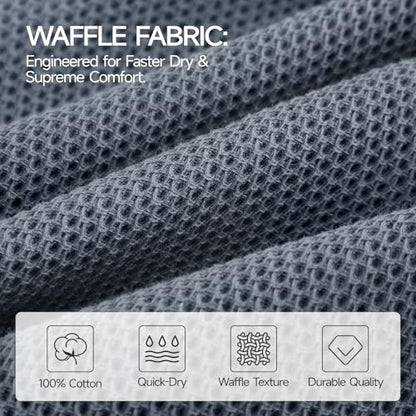 REDKISS 100% Cotton Waffle Weave Bath Towels 4 Piece - 27.5x55 Inches| Lightweight, Quick Dry & Highly Absorbent,Perfect for Spa, Gym, Travel, Guest Bathroom-Dark Gray - color: Dark Gray
