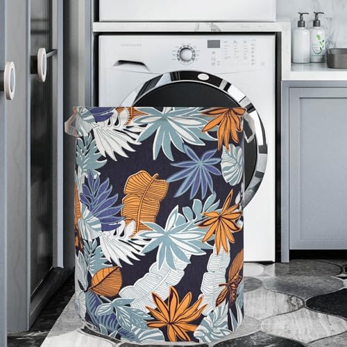 Merdes 19.7’’ Waterproof Foldable Laundry Hamper, Dirty Clothes Laundry Basket, Linen Bin Storage Organizer for Toy Collection (Plant Leaf) - color: Plant Leaf