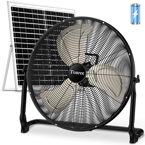 20" Large Solar Fan, Portable Battery Operated Floor Fan, 50W Rechargeable Solar Powered Wireless Camping Fan Outdoor, Waterproof, Hi-airflow, Cordless, for Outside Home Garage Gym Patio Travel - color: 20" Fan Large Kit