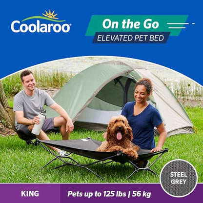 Coolaroo On-The-Go Elevated Dog Bed - Foldable Pop-Up Travel Dog Bed with Breathable, Moisture-Resistant Fabric, Carry Bag Included, Lightweight & Portable, Steel Gray, Extra Large - color: Steel Grey, style: King