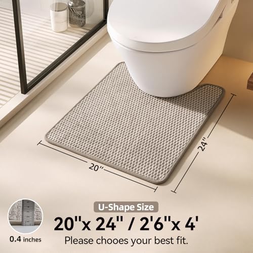 Triohero Toilet Rug, Thin Toilet Rugs U Shaped Washable Non Slip Absorbent Quick Dry Low Pile Toilet Mat, Beige 20"x24" U Shape - color: Beige, size: 20"x24" U Shape