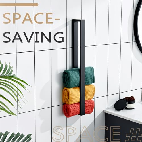 KOKOSIRI Towel Bar Matte Black Bath Towel Holder 24-Inch Kitchen Rack Stainless Steel for Bathroom Hardware Wall Mounted, 1 Pack B4008BK-L24 - color: Matte Black, size: 24-Inch