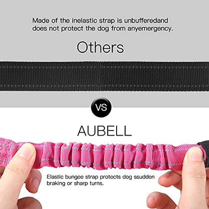AUBELL Dog Seat Belt for Car,2 Pack Set 3-in-1 Adjustable Reflective Bungee Heavy Duty Dog Car Harness Tether with Clip Hook Latch & Buckle,Swivel Zinc Alloy Carabiner,Black+Hotpink - color: Set Black+Hotpink
